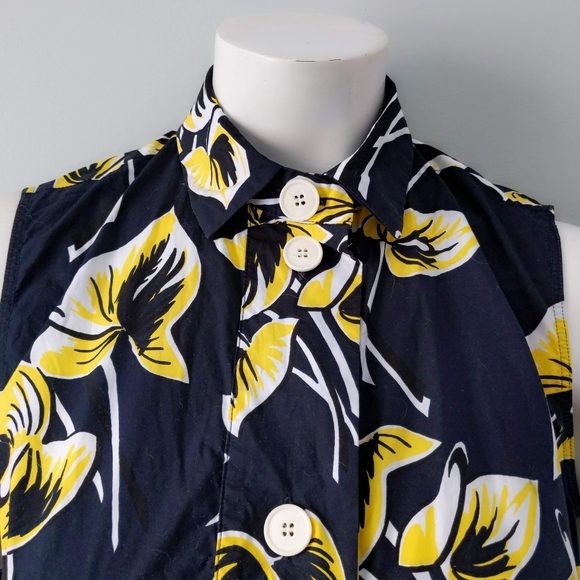 Marni Cruise 2016 Black & Yellow Floral Palm Print Sleeveless Shirt Blouse 40 - Picture 2 of 9